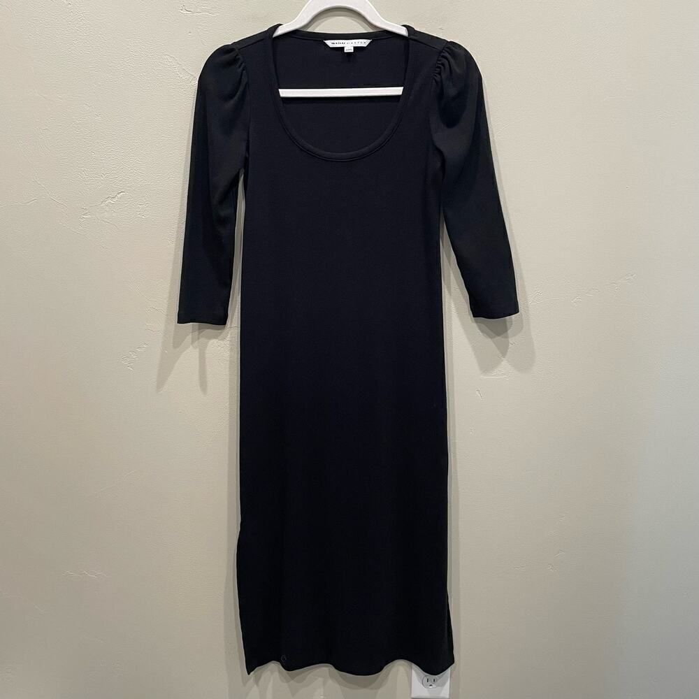 The Nines by HATCH Rib Knit Black Maternity Dress - Size: XS